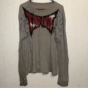 Y2K Tapout Barbed Wire UFC Grunge Thermal Long Sleeve Shirt L